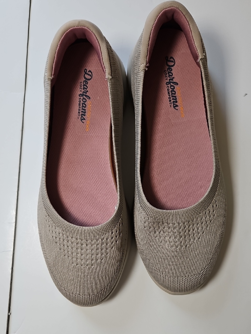 Dearfoams Size 10 Knit Ballet Flat Shoes Beige Casual Comfort Neutral - Picture 2 of 6